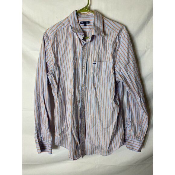 GAP MENS ORIGINAL FIT DRESS SHIRT BUTTON DOWN SIZE LARGE 16 16 1/2 BLUE ORANGE - Picture 1 of 3